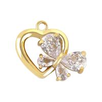 Rhinestone Brass Pendants, Heart, plated, DIY & micro pave cubic zirconia 