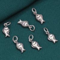 Pendentifs animaux en argent, argent sterling 925, poisson, Finition antique, DIY, couleur originale Vendu par PC