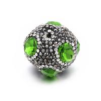 Cubic Zirconia Micro Pave Brass Beads, gun black plated, DIY & micro pave cubic zirconia, green Approx 1.5mm 