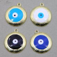 Fashion Evil Eye Pendant, Zinc Alloy, Round, gold color plated, DIY & enamel Approx 