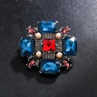 Broche de diamantes de imitación de la aleación de Zinc, con Perlas plásticas, Flor, chapado, para mujer & con diamantes de imitación, más colores para la opción, 53x53mm, Vendido por UD