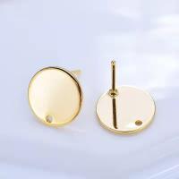 Brass Earring Drop Component, Round, gold color plated, DIY 