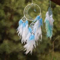 Mode Dreamcatcher, plume, avec Fil de coton & cristal & bois & fer, Attrapeur de rêves, bijoux de mode & normes différentes pour le choix, bleu Vendu par PC