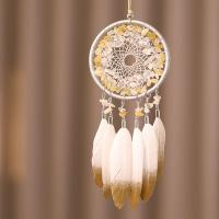 Mode Dreamcatcher, plume, avec Fil de coton & pierre gemme & bois & fer, Attrapeur de rêves, bijoux de mode, Jaune Vendu par PC