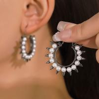 Plastic Pearl Zinc Alloy Earring, with Plastic Pearl, plated, fashion jewelry & for woman 