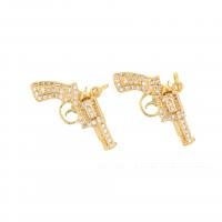 Cubic Zirconia Micro Pave Brass Pendant, Gun, plated, DIY & micro pave cubic zirconia, golden 