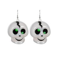 resina Pendientes con Colgantes, Calavera, con luz LED & Joyería de Halloween & para mujer, 41x48mm, Vendido por Par