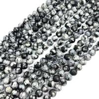 Snowflake Obsidian Bead, Round, polished, DIY Approx 38 cm 