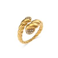 Kuba Zirkonia Edelstahl Ringe, 304 Edelstahl, 18K vergoldet, Modeschmuck & Micro pave Zirkonia & für Frau, goldfarben, Diameter 1.3cm, verkauft von PC