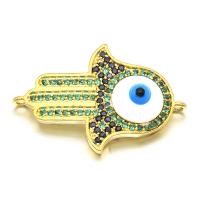 Evil Eye Jewelry Connector, Brass, Hand, plated, DIY & micro pave cubic zirconia & enamel & 1/1 loop Approx 1.5mm 