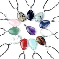 Gemstone Jewelry Pendant, with Iron, Oval, DIY 