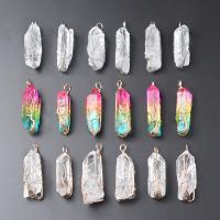 Natural Quartz Pendants, Clear Quartz, with Iron, DIY The length is about 12-18mm and the width is about 35-55mm 