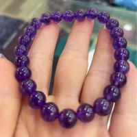 Quartz Bracelets, Amethyst, Round, fashion jewelry & Unisex purple Approx 18 cm 