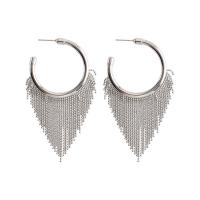 Fashion Fringe Earrings, Messing, platiniert, Modeschmuck & für Frau, 80x38mm, verkauft von Paar