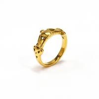 Anillo de dedo de acero Titanium de, Partículas de acero, Recubrimiento iónico al vacío, Joyería & diverso tamaño para la opción & para mujer, dorado, ring width 8mm, Vendido por UD