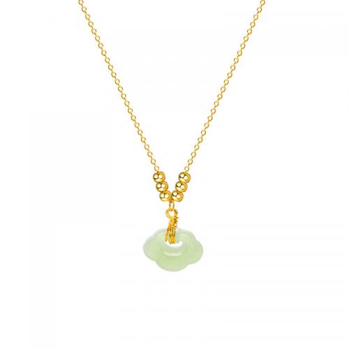 Collar de la joyería de plata esterlina, Plata de ley 925, con Hetian Jade, chapado, para mujer, más colores para la opción, longitud:aproximado 16.92 Inch, Vendido por UD