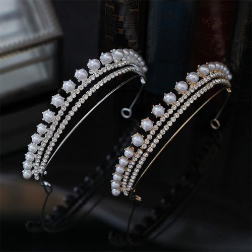 Bridal Tiaras, Zinc Alloy, with Plastic Pearl, plated, fashion jewelry & for woman & with rhinestone 