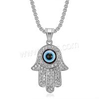 Evil Eye Schmuck Halskette, 304 Edelstahl, Hamsa, Vakuum-Ionen-Beschichtung, Modeschmuck & unisex & verschiedene Stile für Wahl & mit Strass, keine, verkauft von PC