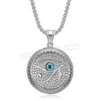 Stainless Steel Jewelry Necklace, 304 Stainless Steel, Flat Round, Vacuum Ion Plating, fashion jewelry & Unisex & with rhinestone 