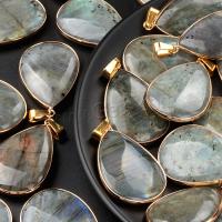 Labradorite Pendants, with Brass, Teardrop, DIY 