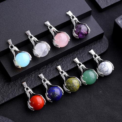 Gemstone Zinc Alloy Pendants, with Zinc Alloy, Hand, plated, DIY 