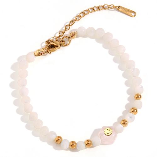 Pulsera de Piedras Preciosas, acero inoxidable 316L, con Piedra natural, con 5cm extender cadena, 18K chapado en oro, Joyería & diferentes materiales para la opción & para mujer, longitud:aproximado 17 cm, Vendido por UD