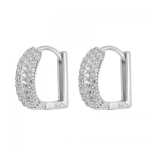 Pendiente de plata cubic zirconia Micro Pave Sterling, Plata de ley 925, Joyería & micro arcilla de zirconia cúbica & para mujer, Vendido por Par