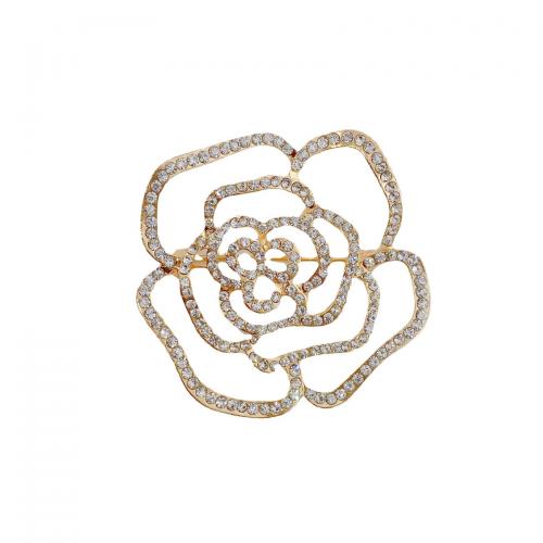 Rhinestone Zinc Alloy Brooch, plated & for woman & with rhinestone 50mm 