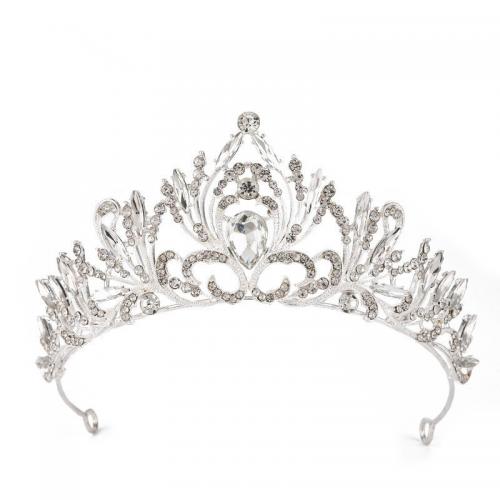 Bridal Tiaras, Zinc Alloy, silver color plated, fashion jewelry & for woman & with rhinestone, silver color, Inner Approx 135mm 