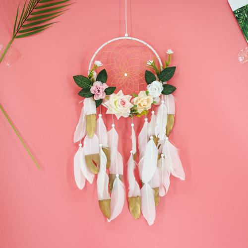 Mode Dreamcatcher, plume, avec Fil de coton & fer, fleur, pour la maison et le bureau & styles différents pour le choix, plus de couleurs à choisir, 620mm, Vendu par PC