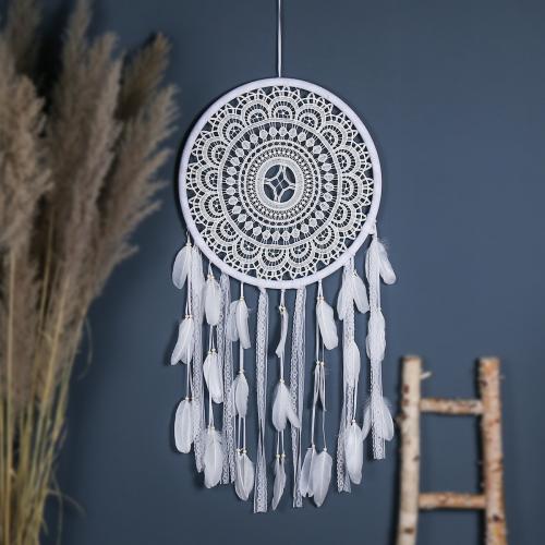 Mode Dreamcatcher, plume, avec Canne & Nylon & fer, pour la maison et le bureau, blanc, 960mm, Vendu par PC