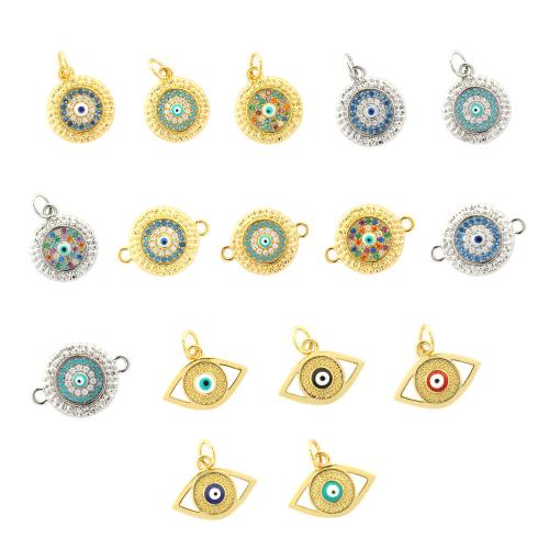 Fashion Evil Eye Pendant, Brass, plated, DIY & micro pave cubic zirconia & enamel 