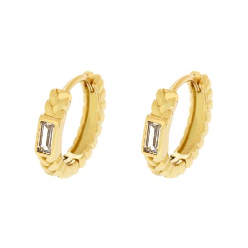 Cubic Zirconia Micro Pave Brass Earring, plated & micro pave cubic zirconia & for woman, golden 