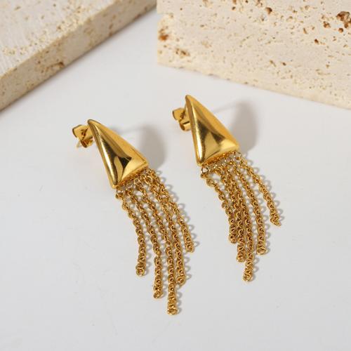 Fashion Fringe Earrings, 304 Edelstahl, 18K vergoldet, Modeschmuck & für Frau, goldfarben, 64x12.6mm, verkauft von Paar