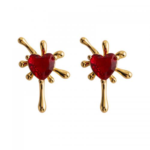 Cubic Zircon Brass Earring, 18K gold plated, fashion jewelry & micro pave cubic zirconia & for woman 