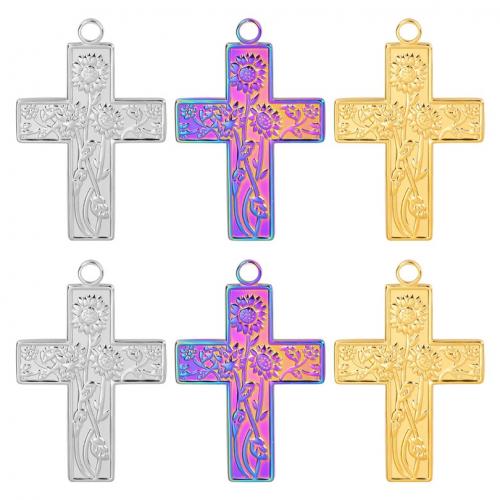 Stainless Steel Cross Pendants, 304 Stainless Steel, Vacuum Ion Plating, fashion jewelry & DIY 