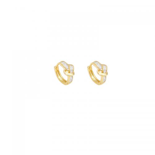 Cubic Zirconia Micro Pave Brass Earring, fashion jewelry & micro pave cubic zirconia & for woman, golden [