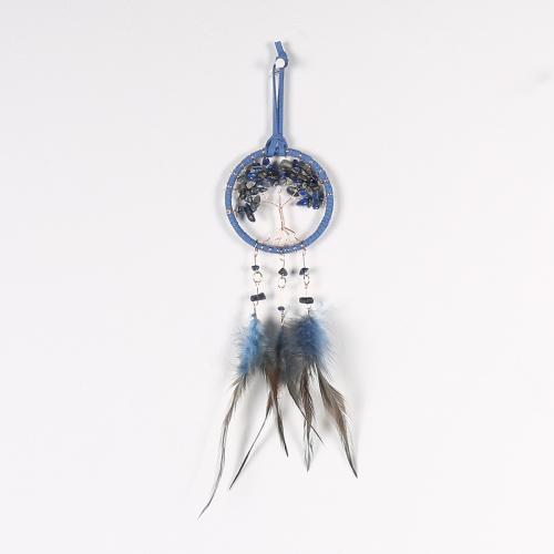 Mode Dreamcatcher, plume, avec Gravier naturel & Canne & Nylon & fer, arbre, fait à la main, pour la maison et le bureau, plus de couleurs à choisir, 345mm, Vendu par PC