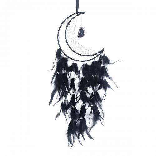 Mode Dreamcatcher, plume, avec Canne & Nylon & fer, lune, fait à la main, pour la maison et le bureau, plus de couleurs à choisir, 600mm, Vendu par PC