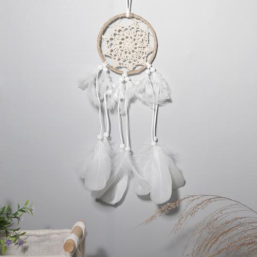 Мода Dreamcatcher, перья, с Тростник & нейлон & Железо, Связанный вручную, для дома и офиса, белый, 350mm, продается PC