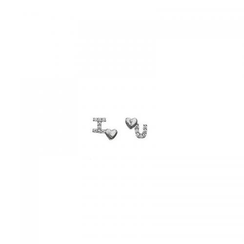 Silver Earring Zircon pavent Sterling, argent sterling 925, Lettre d’alphabet, Placage, pavé de micro zircon & pour femme, plus de couleurs à choisir, earring size  Vendu par paire