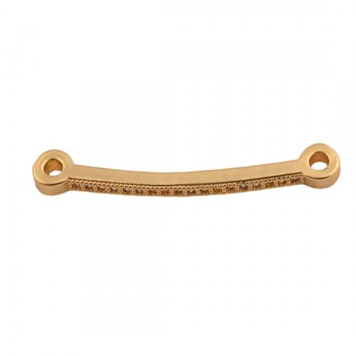 Conector de Micro Pavé de Zirconía Cúbica en Latón, metal, chapado en oro de 14 K, Bricolaje & micro arcilla de zirconia cúbica, 2x29.5x4mm, agujero:aproximado 1.5mm, Vendido por UD