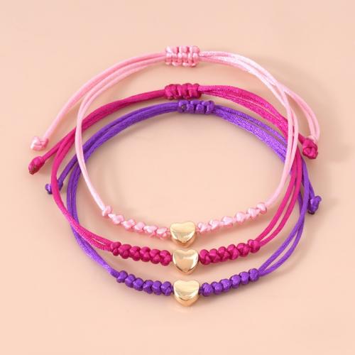 Pulseras de cordón de nylon, aleación de zinc, con Cordón de Milán, hecho a mano, Longitud Ajustable & tres piezas & Joyería & para mujer, más colores para la opción, longitud:aproximado 16-30 cm, Vendido por Set