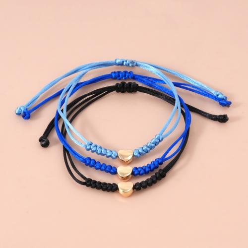 Pulseras de cordón de nylon, aleación de zinc, con Cordón de Milán, hecho a mano, Longitud Ajustable & tres piezas & Joyería & para mujer, más colores para la opción, longitud:aproximado 16-30 cm, Vendido por Set