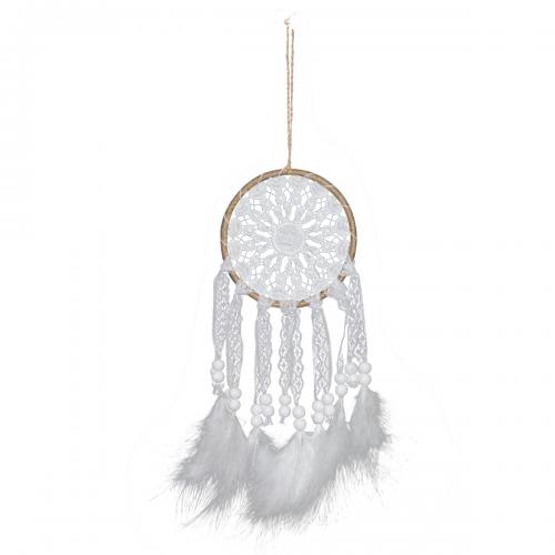 Mode Dreamcatcher, lacet, avec Chanvre & plume & fer, fait à la main, pour la maison et le bureau, blanc, 310mm, Vendu par PC