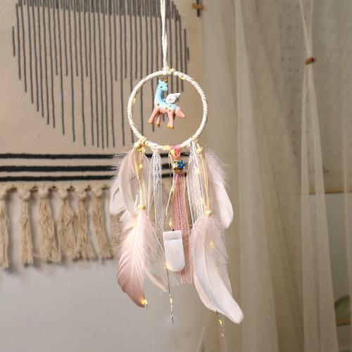 Mode Dreamcatcher, plume, avec Nylon & fer, Licorne, fait à la main, pour la maison et le bureau & styles différents pour le choix, plus de couleurs à choisir, 300mm, Vendu par PC