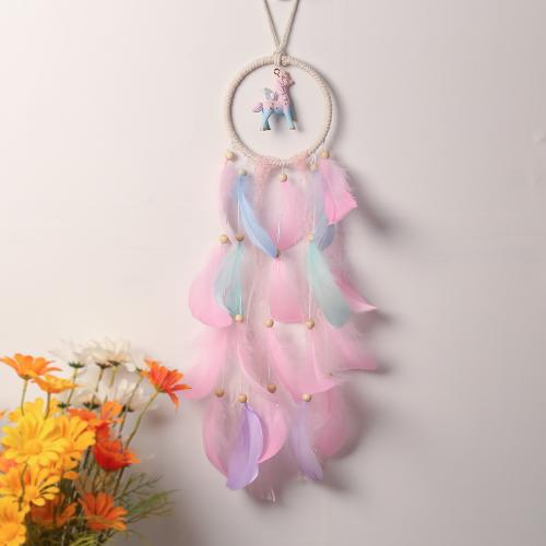 Mode Dreamcatcher, plume, avec Nylon & fer, Licorne, fait à la main, pour la maison et le bureau & styles différents pour le choix, plus de couleurs à choisir, 480mm, Vendu par PC