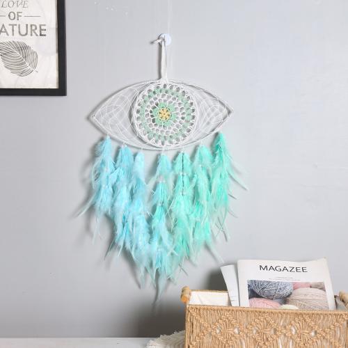 Mode Dreamcatcher, plume, avec Nylon & fer, Mauvais œil, fait à la main, pour la maison et le bureau, couleurs mélangées, 570mm, Vendu par PC