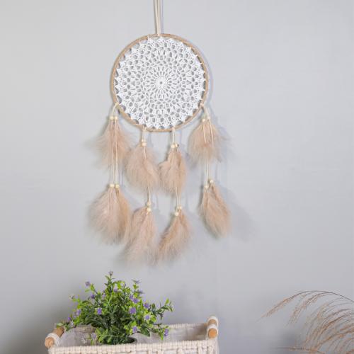 Mode Dreamcatcher, plume, avec Canne & Nylon & fer, fait à la main, pour la maison et le bureau, rose, 500mm, Vendu par PC