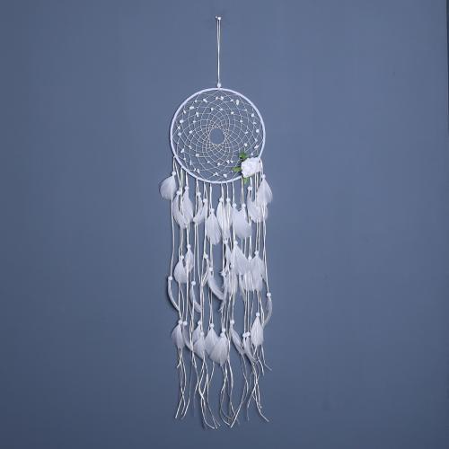 Mode Dreamcatcher, plume, avec Canne & Nylon & fer, fait à la main, pour la maison et le bureau, blanc, 700mm, Vendu par PC